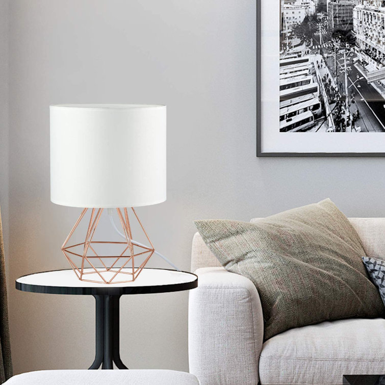 Corrigan Studio® Daley 15.7'' Rose Gold Table Lamp with Outlet